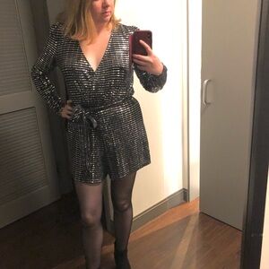 Topshop Black and Silver Sequin Dress